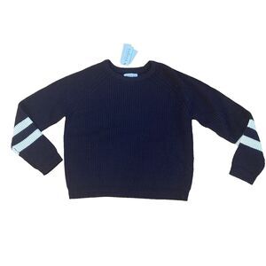 NWT Velvet by Graham & Spencer Navy Sweater with White Stripes
